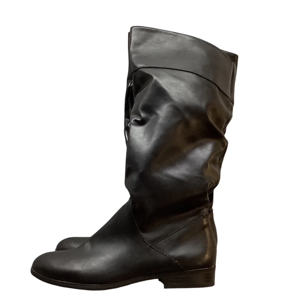 Style & Co Black Faux Leather Slouchy‎ Knee High Boots Women's Size 6M